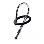 Серебристый уретральный плаг-бусины TOYFA Metal с мягким фиксириющим кольцом - ToyFa - купить с доставкой в Туле