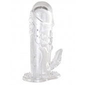 Прозрачная гелевая насадка с клиторальным отростком - 13 см. - Toyfa Basic - в Туле купить с доставкой