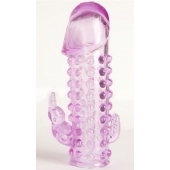 Закрытая фиолетовая насадка с 2 отростками - 13 см. - Toyfa Basic - в Туле купить с доставкой