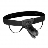 Полый страпон с двумя отростками и вибрацией Unisex Vibrating Hollow Strap-On Double Penetrating Dildo - 17,8 см. - Lux Fetish - купить с доставкой в Туле