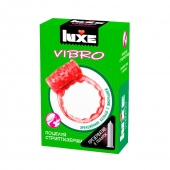 Розовое эрекционное виброкольцо Luxe VIBRO  Поцелуй стриптизёрши  + презерватив - Luxe - в Туле купить с доставкой
