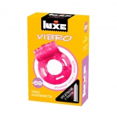Розовое эрекционное виброкольцо Luxe VIBRO  Ужас Альпиниста  + презерватив - Luxe - в Туле купить с доставкой