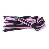 Черно-розовая плеть из замши - 58 см. - БДСМ Арсенал - купить с доставкой в Туле