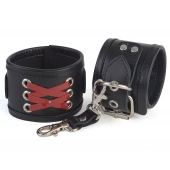 Кожаные наручники с декоративной лаковой шнуровкой - Sitabella - купить с доставкой в Туле