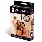 Черные фиксаторы с креплением к двери - Lux Fetish - купить с доставкой в Туле