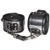 Эффектные серебристо-черные наручники с металлическим блеском - Sitabella - купить с доставкой в Туле