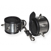 Серебристо-черные наручники с шипами и металлическим блеском - Sitabella - купить с доставкой в Туле