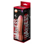 Телесная изогнутая насадка на Harness с коннектором BLACK LINE - 17 см. - LOVETOY (А-Полимер) - купить с доставкой в Туле