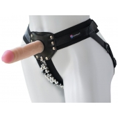 Черный пояс-трусики с насадкой  Гламур Dana  - 15,5 см. - LOVETOY (А-Полимер) - купить с доставкой в Туле