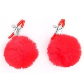 Зажимы для сосков с красным пушком - Notabu - купить с доставкой в Туле