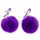 Зажимы для сосков с фиолетовым пушком - Notabu - купить с доставкой в Туле