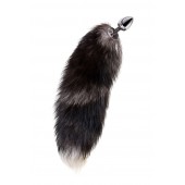 Серебристая металлическая анальная втулка с хвостом чернобурой лисы - размер S - ToyFa - купить с доставкой в Туле