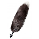 Серебристая металлическая анальная втулка с хвостом чернобурой лисы - размер S - ToyFa - купить с доставкой в Туле