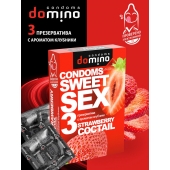 Презервативы для орального секса DOMINO Sweet Sex с ароматом клубничного коктейля  - 3 шт. - Domino - купить с доставкой в Туле