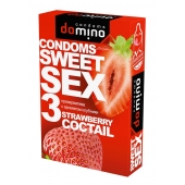 Презервативы для орального секса DOMINO Sweet Sex с ароматом клубничного коктейля  - 3 шт. - Domino - купить с доставкой в Туле