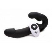 Черный безремневой страпон Urge Silicone Strap On с пультом ДУ - 24 см. - XR Brands - купить с доставкой в Туле
