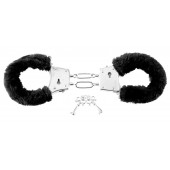 Меховые чёрные наручники Beginner s Furry Cuffs - Pipedream - купить с доставкой в Туле