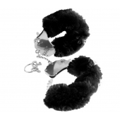 Металлические наручники Furry Love Cuffs с черным мехом - Pipedream - купить с доставкой в Туле