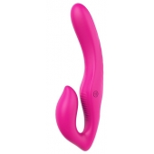 Ярко-розовый безремневой страпон REMOTE DOUBLE DIPPER - 22 см. - Dream Toys - купить с доставкой в Туле