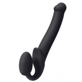 Черный безремневой страпон Silicone Bendable Strap-On M - Strap-on-me - купить с доставкой в Туле