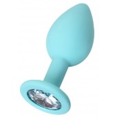 Мятная анальная пробка с прозрачным кристаллом Brilliant - 7 см. - ToyFa - купить с доставкой в Туле