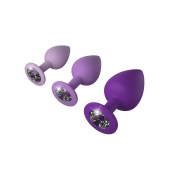Набор из 3 фиолетовых анальных пробок со стразами Little Gems Trainer Set - Pipedream - купить с доставкой в Туле