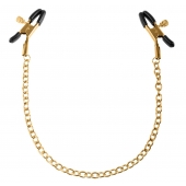 Чёрные с золотом зажимы на соски Gold Chain Nipple Clamps - Pipedream - купить с доставкой в Туле