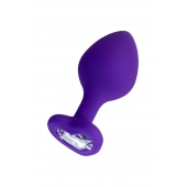 Фиолетовая анальная втулка Diamond Heart с прозрачным кристаллом - 8 см. - ToyFa - купить с доставкой в Туле