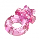 Розовое эрекционное виброкольцо на пенис Pink Bear - Baile - в Туле купить с доставкой