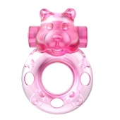Розовое эрекционное виброкольцо на пенис Pink Bear - Baile - в Туле купить с доставкой