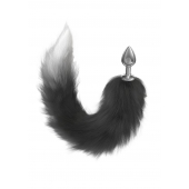 Серебристая анальная пробка с черным хвостом Galaxy - Lola Games - купить с доставкой в Туле