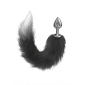 Серебристая анальная пробка с черным хвостом Starlit - Lola Games - купить с доставкой в Туле