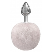 Серебристая анальная пробка с белым пушистым хвостиком Twinkle - Lola Games - купить с доставкой в Туле