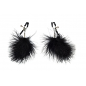 Зажимы на соски с черным пухом Euphoric - Lola Games - купить с доставкой в Туле