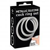 Набор из 3 эрекционных колец под металл Metallic Silicone Cock Ring Set - Orion - в Туле купить с доставкой