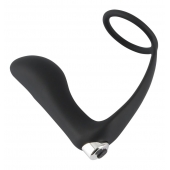 Черное эрекционное кольцо с анальной вибропробкой Vibrating Ring   Plug - Orion - в Туле купить с доставкой