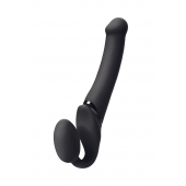 Черный безремневой вибрострапон Silicone Bendable Strap-On M - Strap-on-me - купить с доставкой в Туле