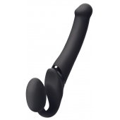 Черный безремневой вибрострапон Silicone Bendable Strap-On M - Strap-on-me - купить с доставкой в Туле