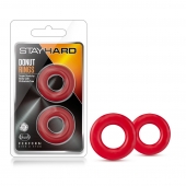 Набор из 2 красных эрекционных колец Stay Hard Donut Rings - Blush Novelties - в Туле купить с доставкой