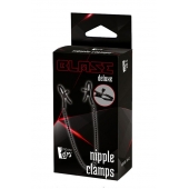 Черные зажимы на соски на цепочке BLAZE DELUXE NIPPLE CLAMPS - Dream Toys - купить с доставкой в Туле