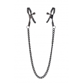 Черные зажимы на соски на цепочке BLAZE DELUXE NIPPLE CLAMPS - Dream Toys - купить с доставкой в Туле