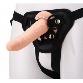 Телесный страпон на черных трусиках STRAP ON REAL DILDO - 20 см. - Dream Toys - купить с доставкой в Туле