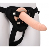 Телесный страпон на черных трусиках STRAP ON REAL DILDO - 20 см. - Dream Toys - купить с доставкой в Туле