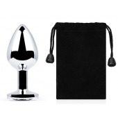 Серебристая анальная пробка с прозрачным стразом - 7,2 см. - Anal Jewelry Plug - купить с доставкой в Туле