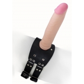 Черный узкий пояс на бедро с телесной насадкой - LOVETOY (А-Полимер) - купить с доставкой в Туле