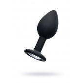 Черная анальная втулка с прозрачным стразом - 7,2 см. - POPO Pleasure - купить с доставкой в Туле