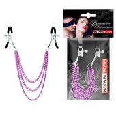 Оригинальные зажимы на соски с тройной розовой цепочкой - Notabu - купить с доставкой в Туле