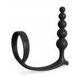Черная анальная цепочка с эрекционным кольцом Ass-gasm Cockring Anal Beads - Pipedream - в Туле купить с доставкой