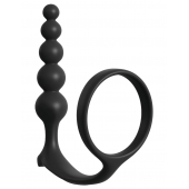 Черная анальная цепочка с эрекционным кольцом Ass-gasm Cockring Anal Beads - Pipedream - в Туле купить с доставкой
