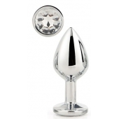 Серебристая анальная втулка с прозрачным кристаллом - 7,1 см. - Dream Toys - купить с доставкой в Туле